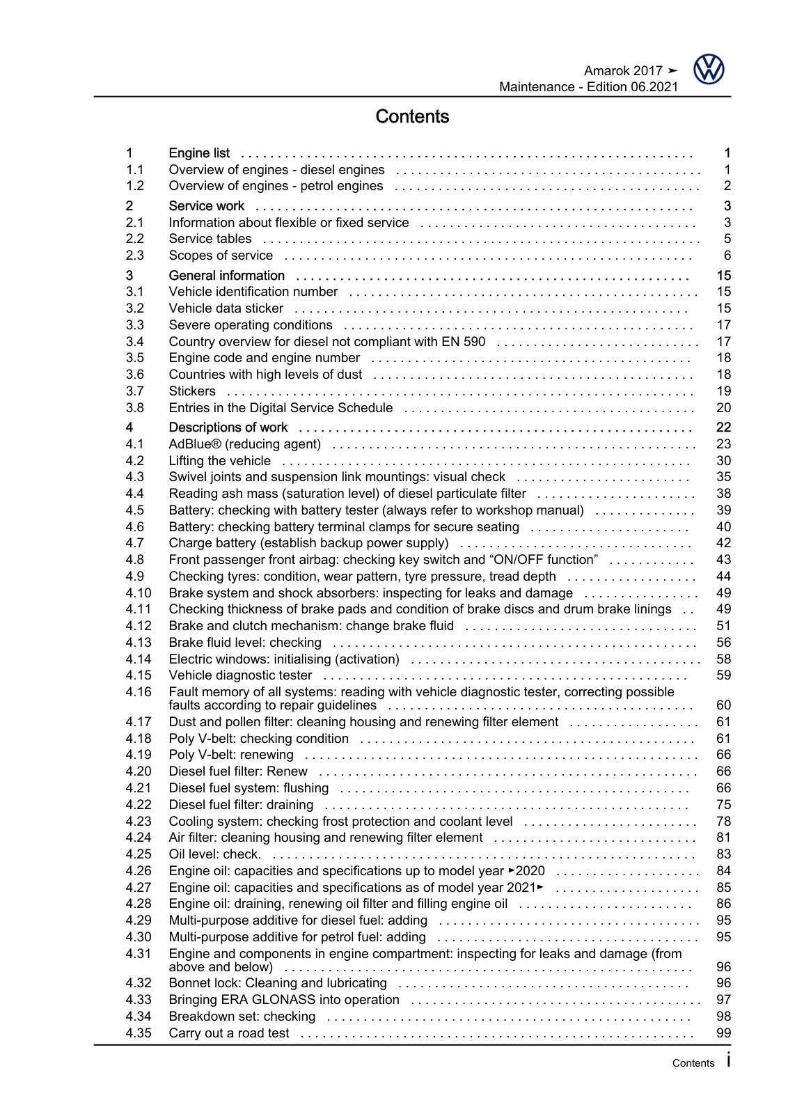 Workshop manual sample — contents (page 3)