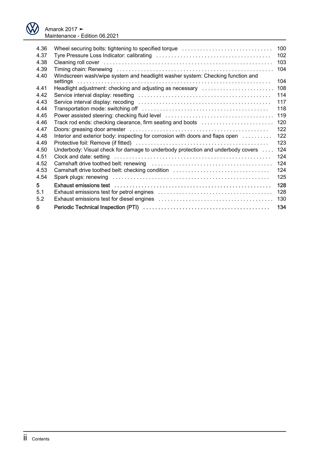 Workshop manual sample — contents (page 4)