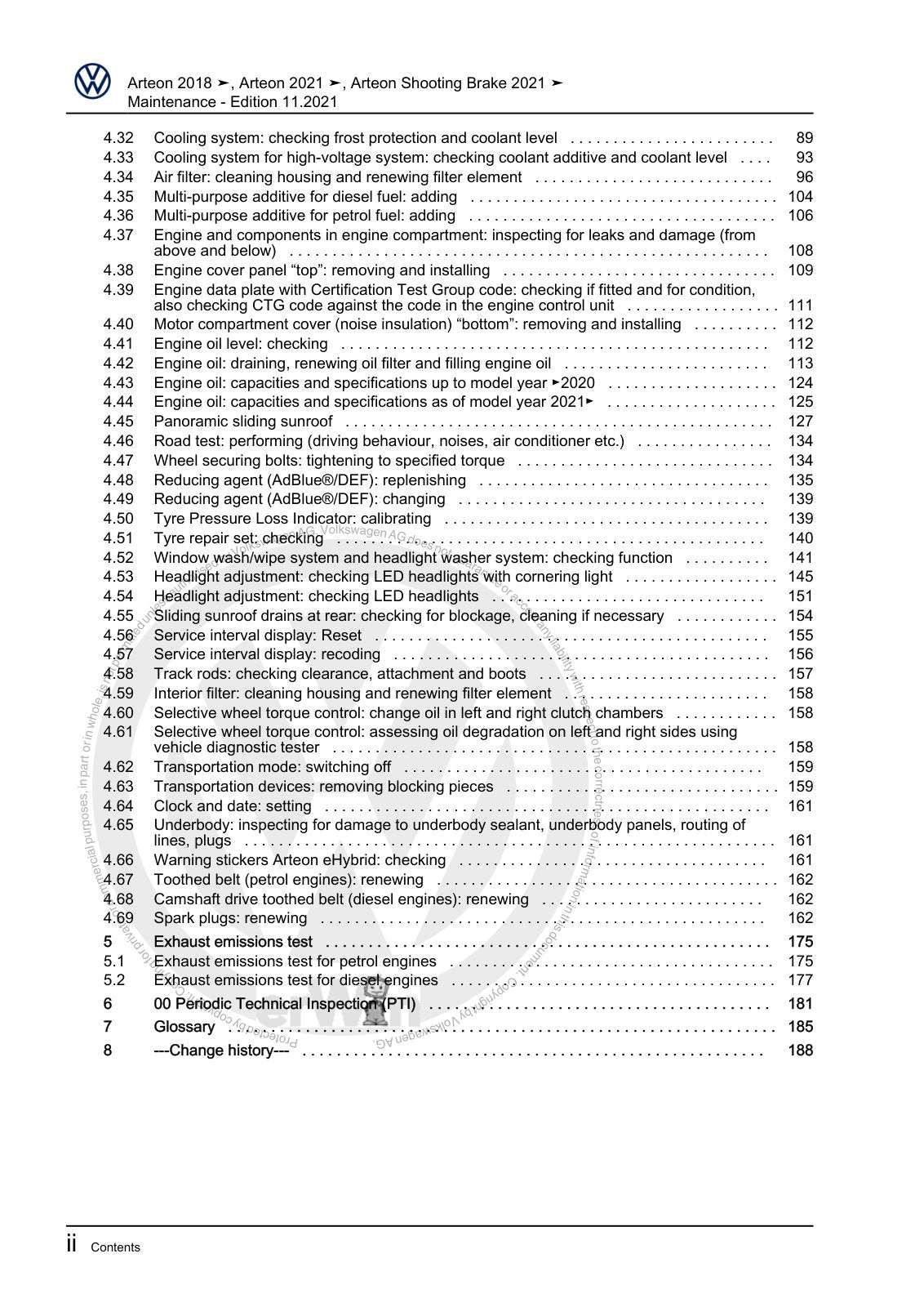 Workshop manual sample — contents (page 4)