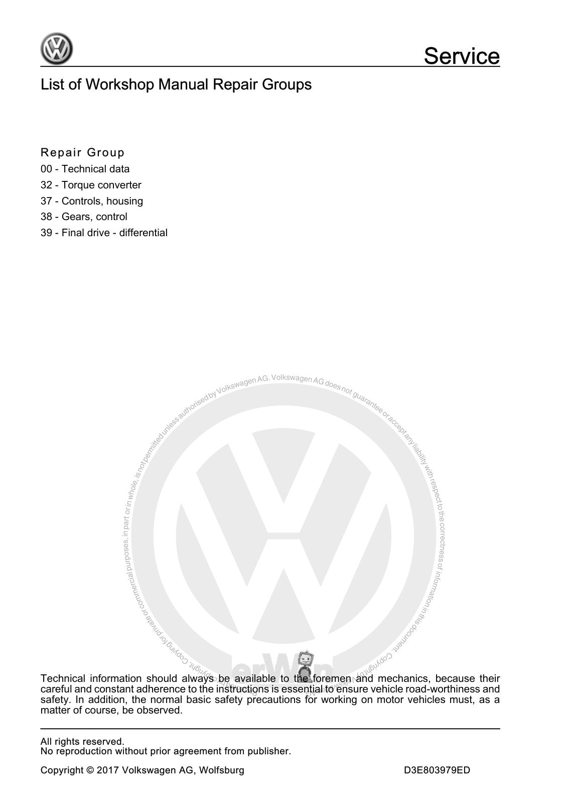 Workshop manual sample — contents (page 2)