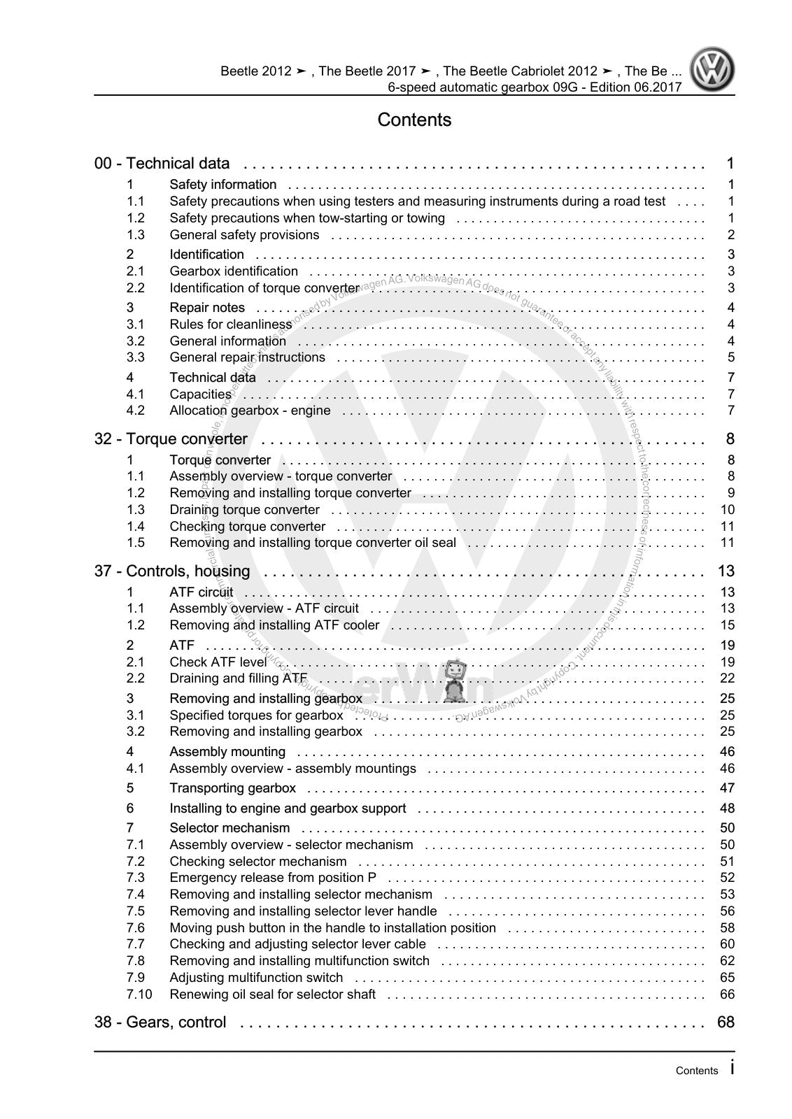 Workshop manual sample — contents (page 3)