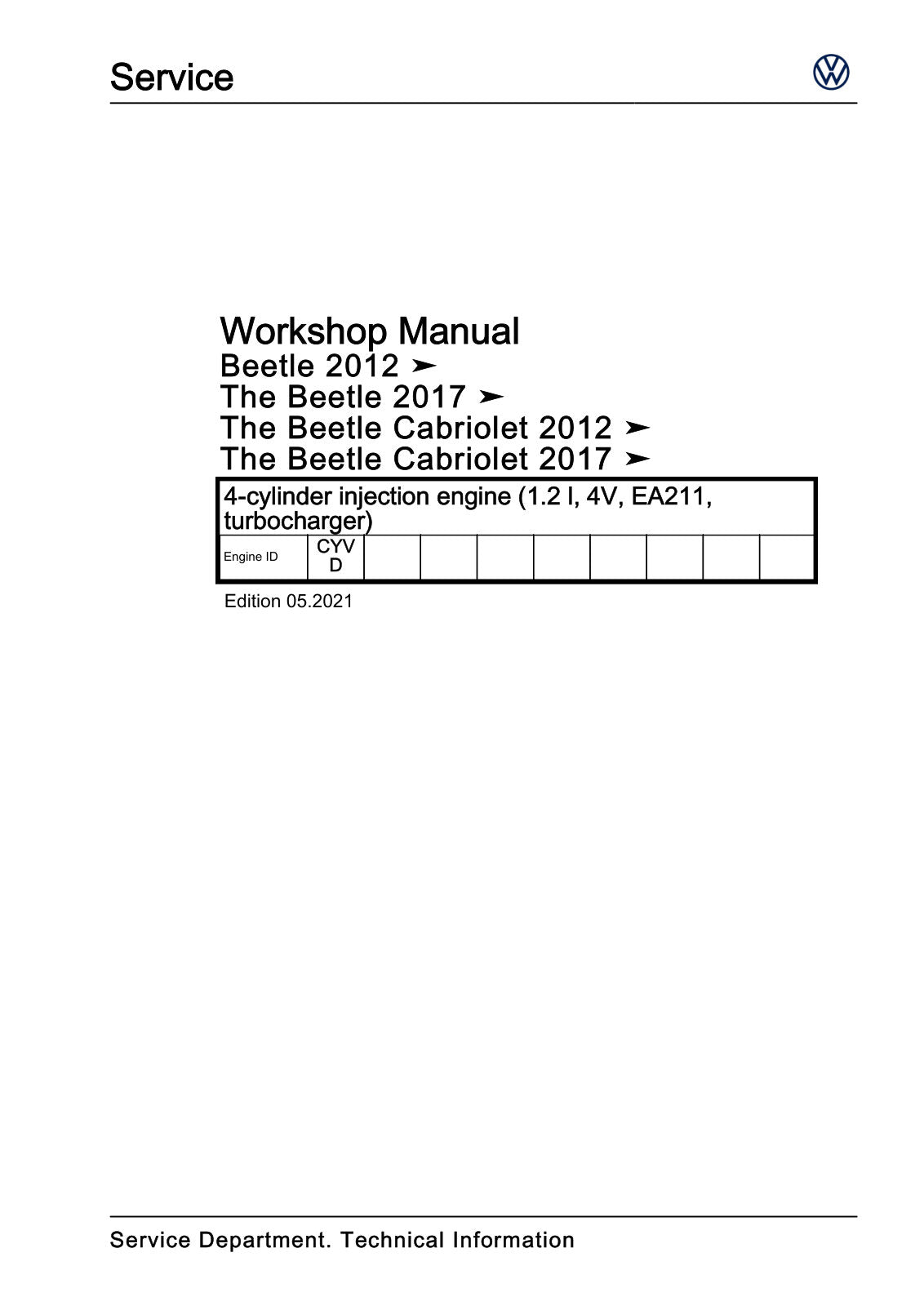 Workshop manual sample — cover (page 1)