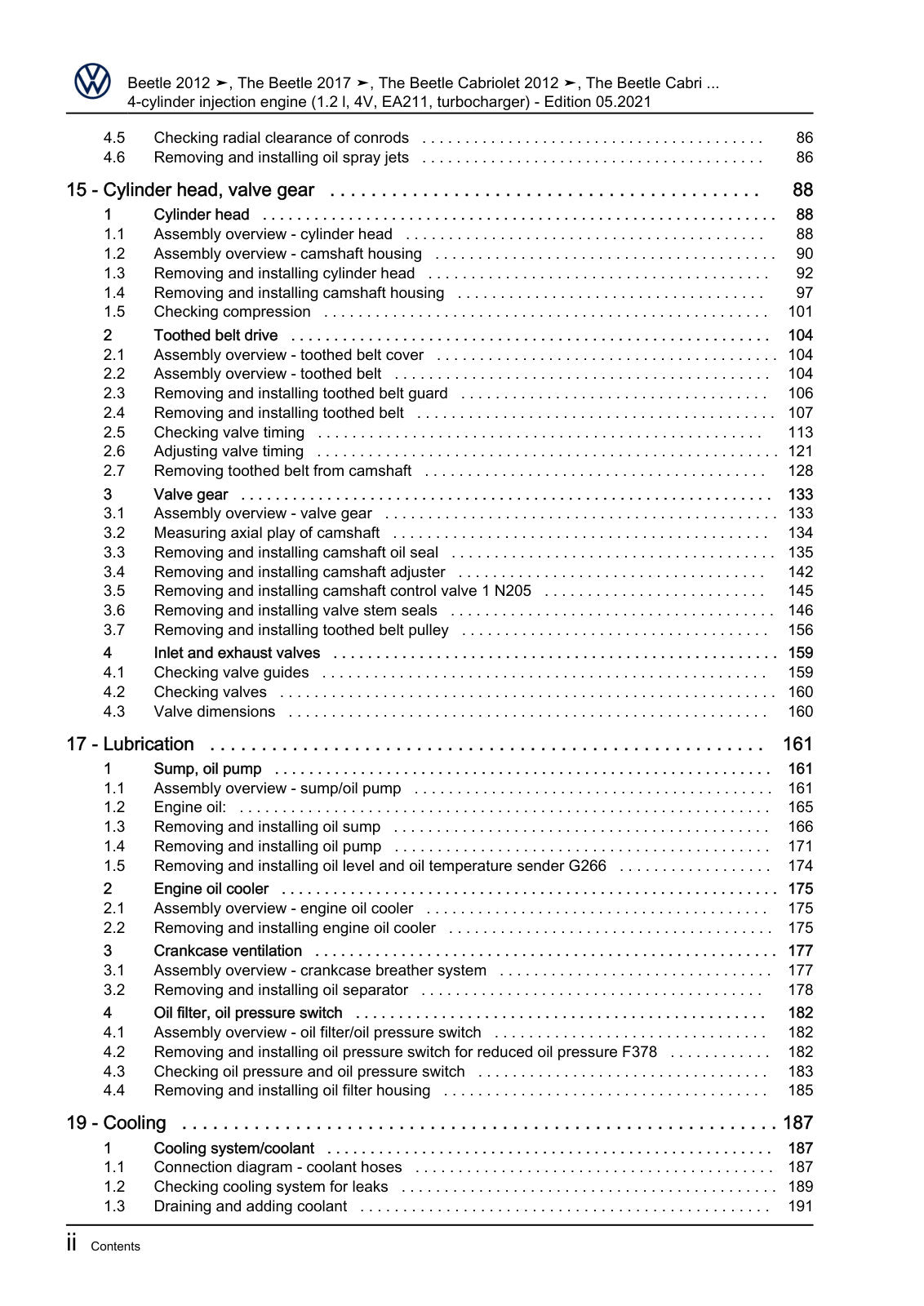 Workshop manual sample — contents (page 4)