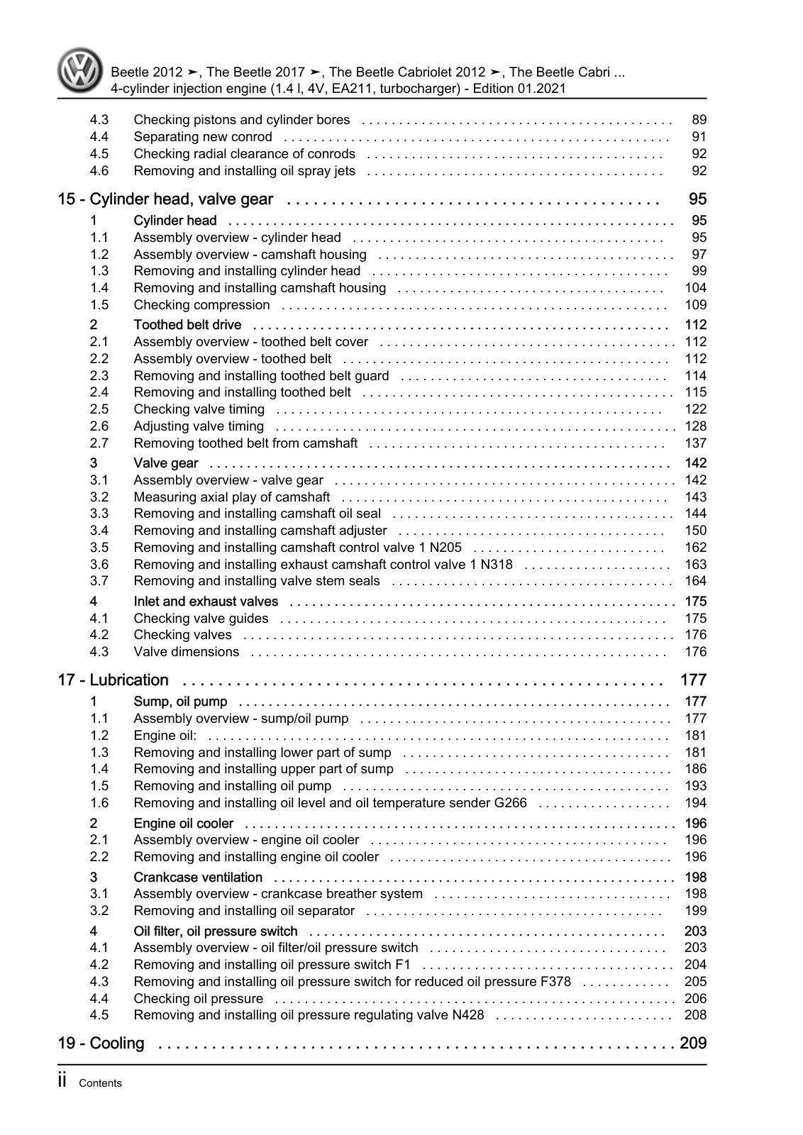 Workshop manual sample — contents (page 4)