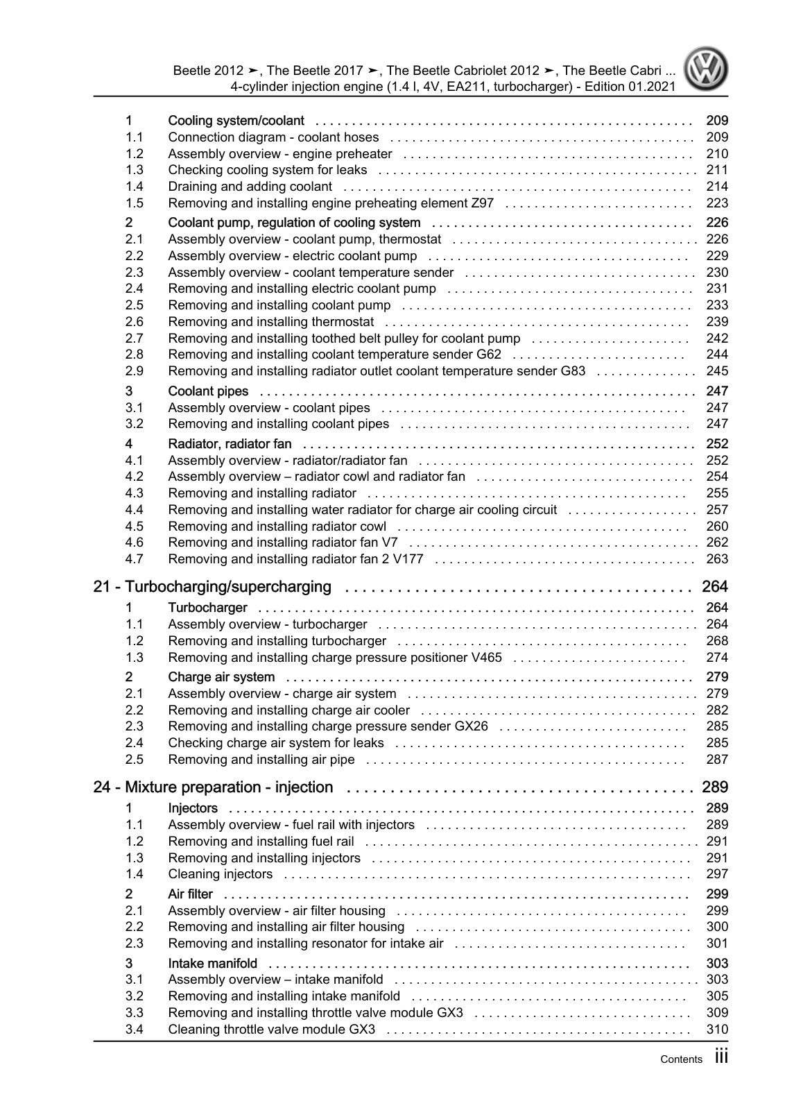 Workshop manual sample — contents (page 5)