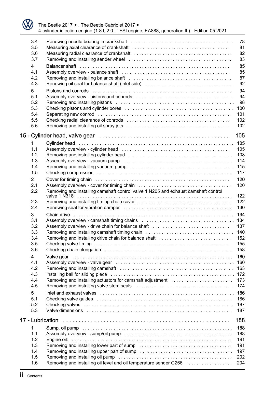 Workshop manual sample — contents (page 4)
