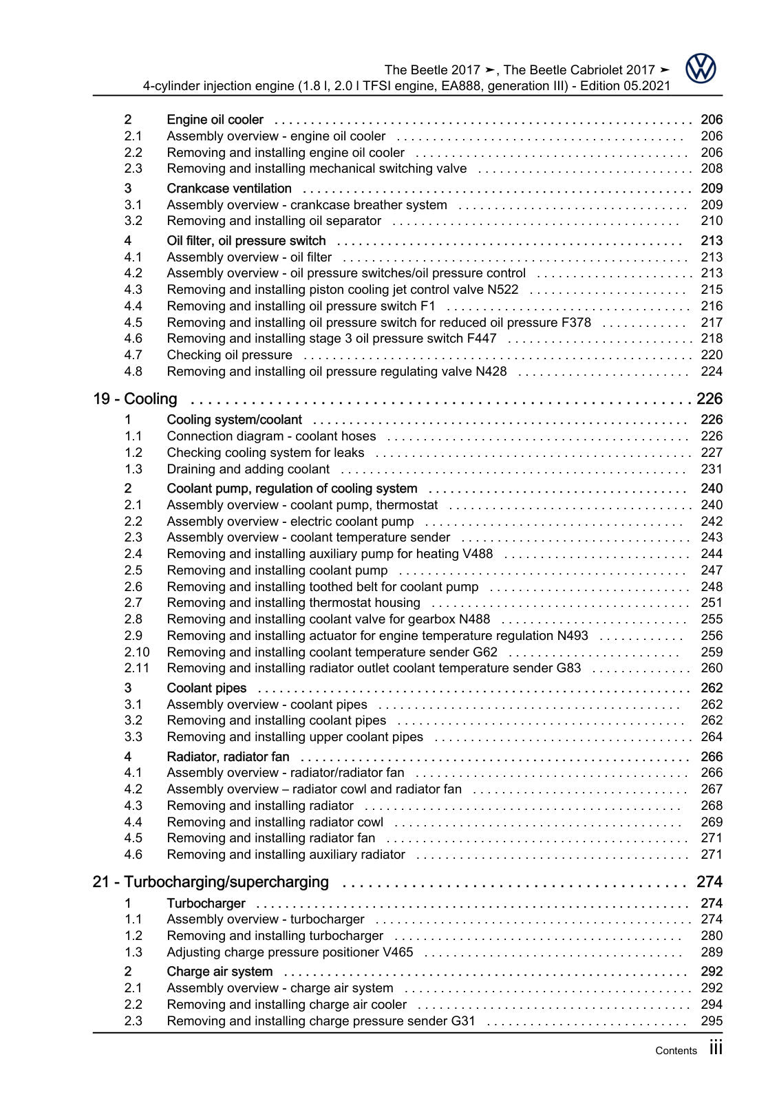 Workshop manual sample — contents (page 5)