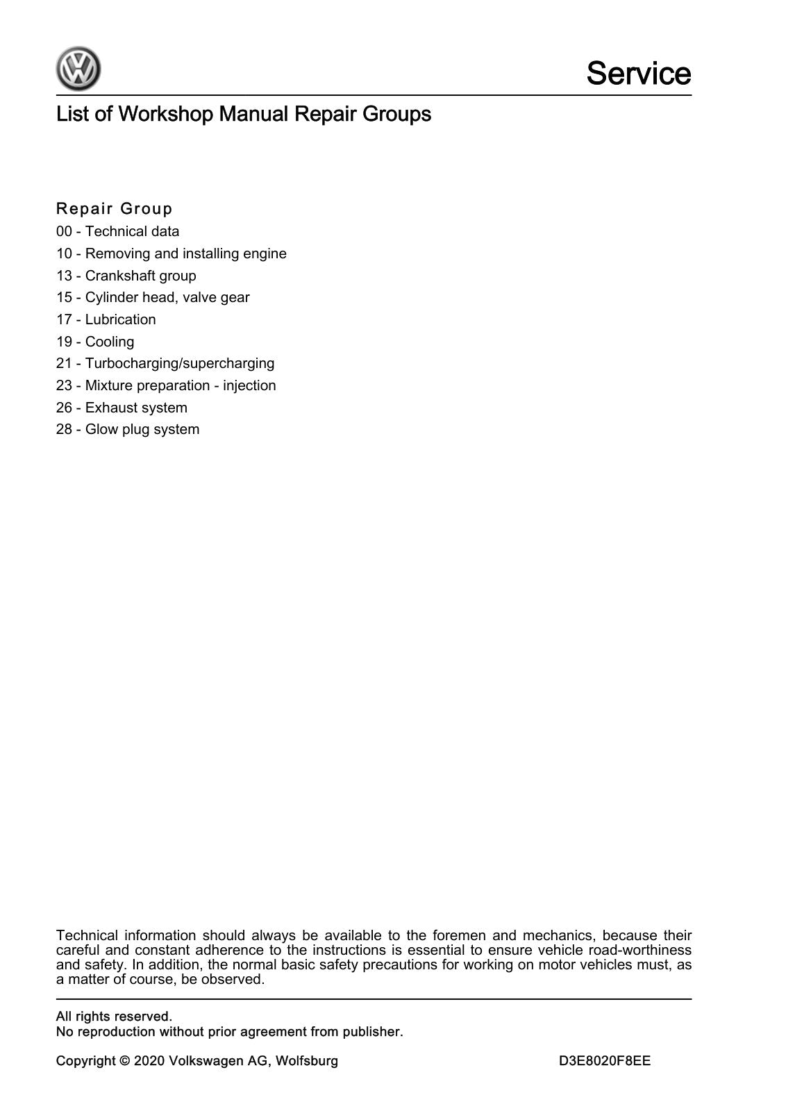 Workshop manual sample — contents (page 2)