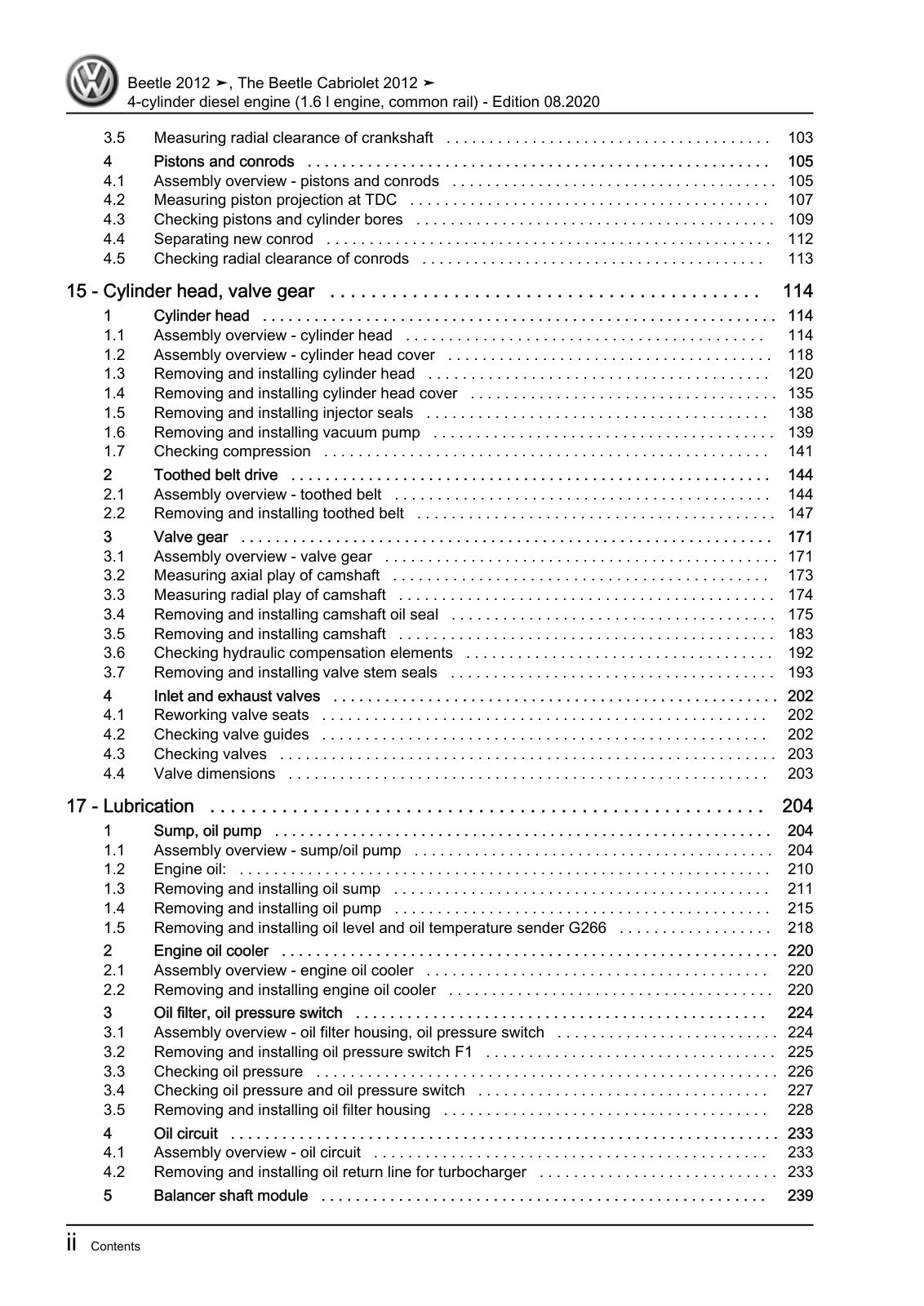 Workshop manual sample — contents (page 4)