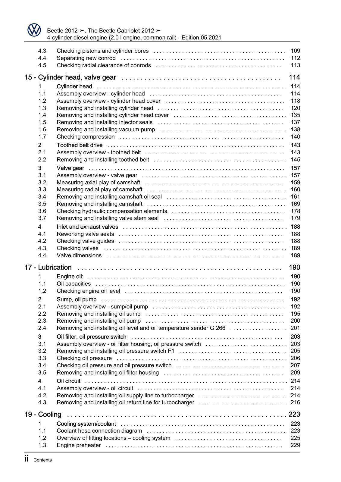 Workshop manual sample — contents (page 4)