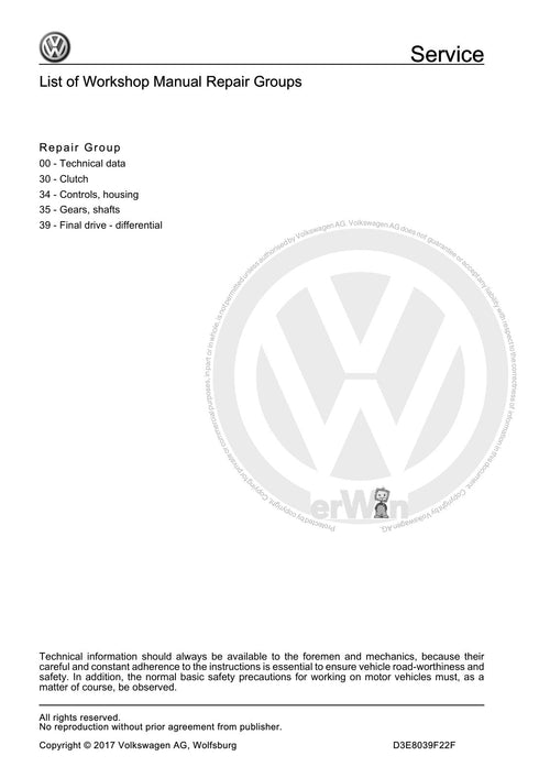 Workshop manual sample — contents (page 2)