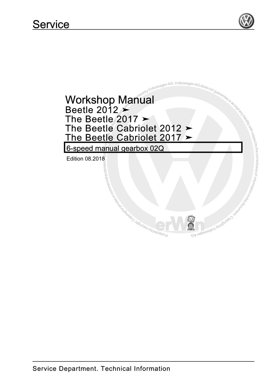 Workshop manual sample — cover (page 1)
