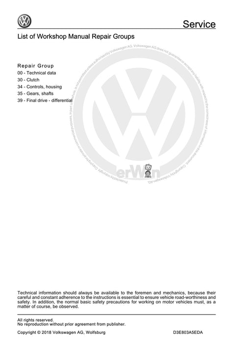 Workshop manual sample — contents (page 2)