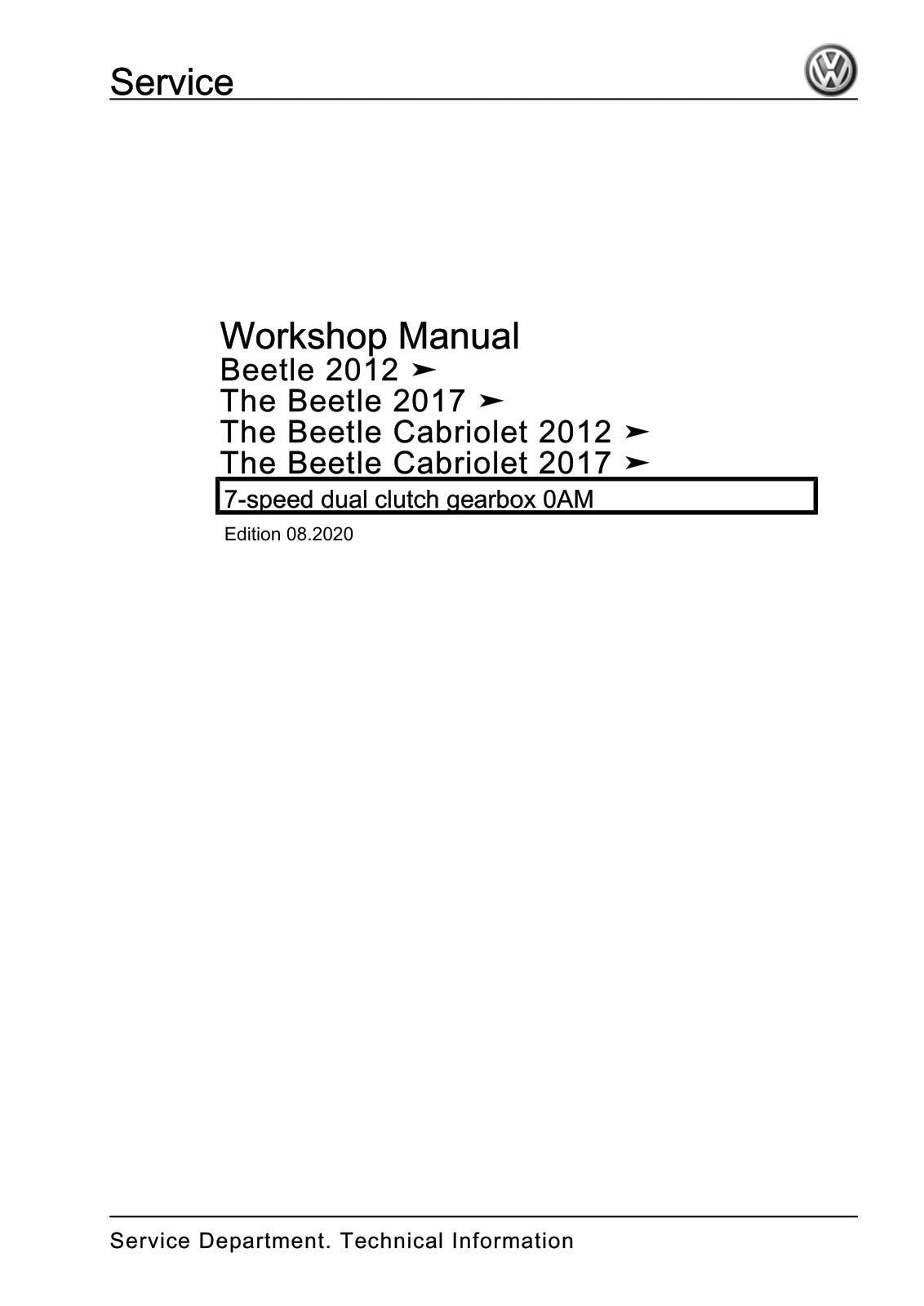 Workshop manual sample — cover (page 1)