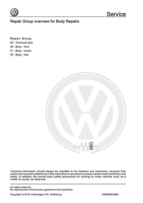 Workshop manual sample — contents (page 2)