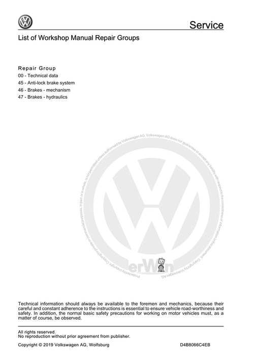 Workshop manual sample — contents (page 2)
