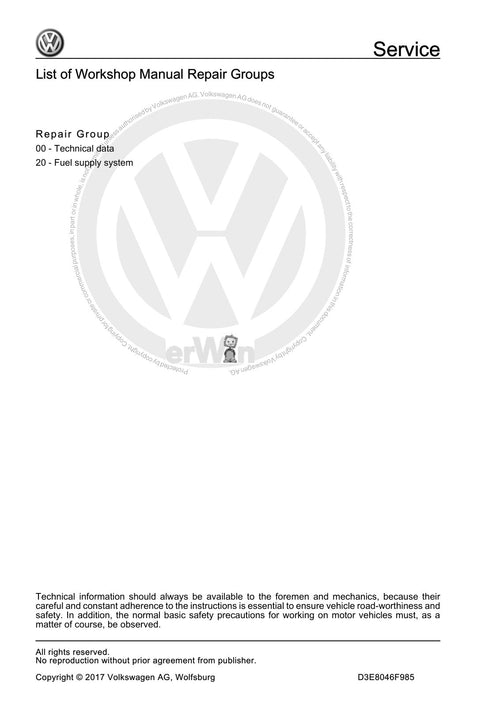 Workshop manual sample — contents (page 2)