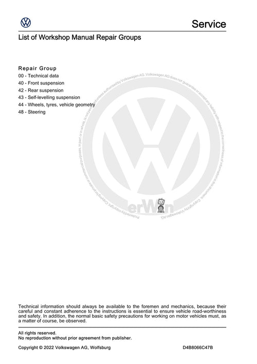 Workshop manual sample — contents (page 2)