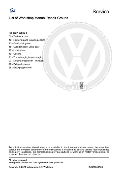 Workshop manual sample — contents (page 2)