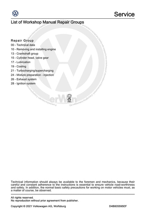 Workshop manual sample — contents (page 2)