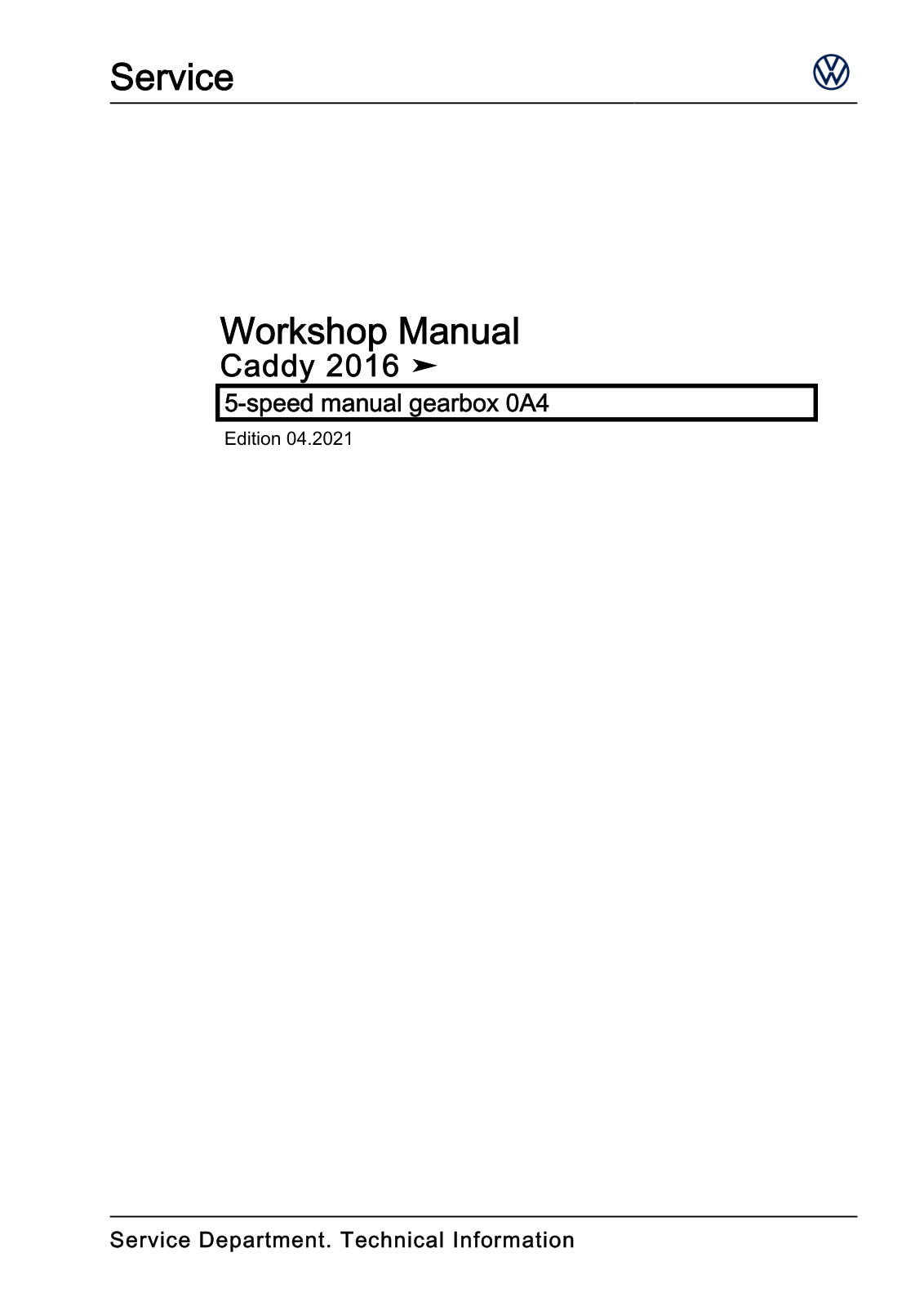 Workshop manual sample — cover (page 1)