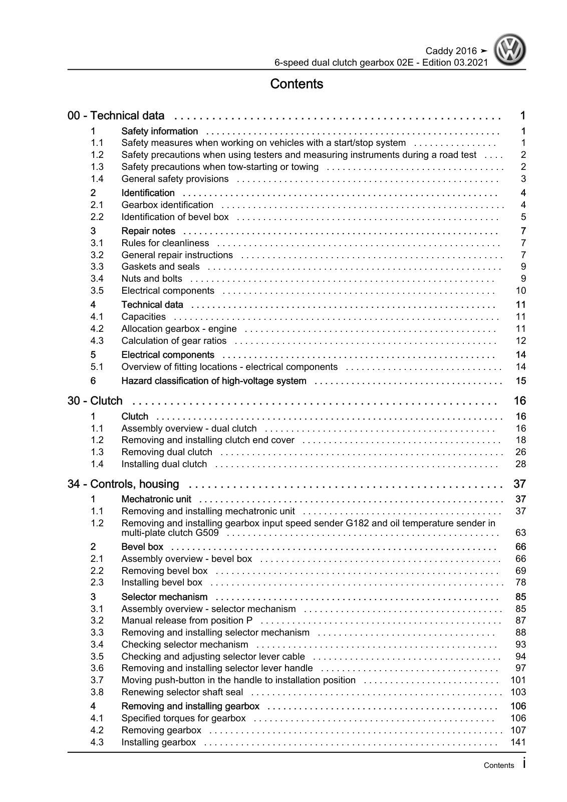 Workshop manual sample — contents/overview (page 3)