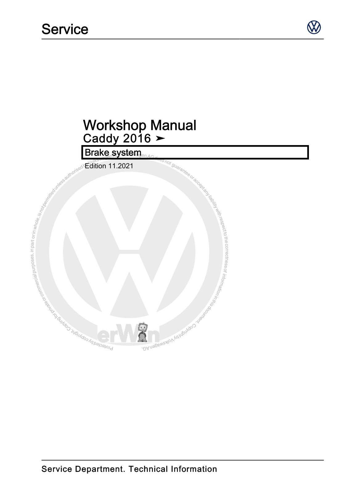 Workshop manual sample — cover (page 1)