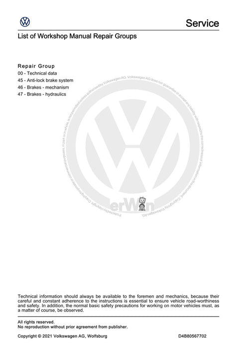 Workshop manual sample — contents (page 2)