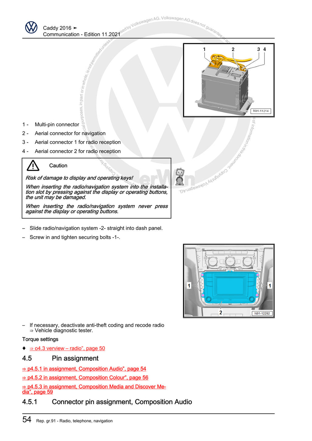 Workshop manual sample — interior (page 58)