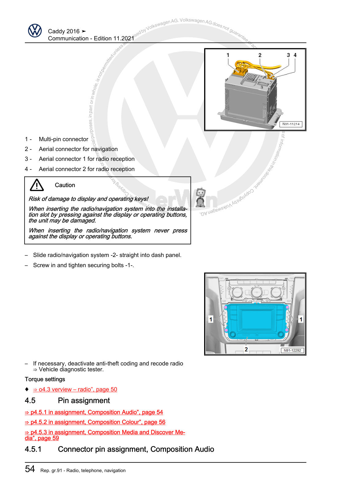 Workshop manual sample — interior (page 58)
