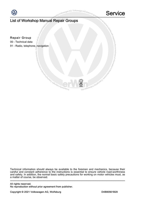 Workshop manual sample — contents (page 2)