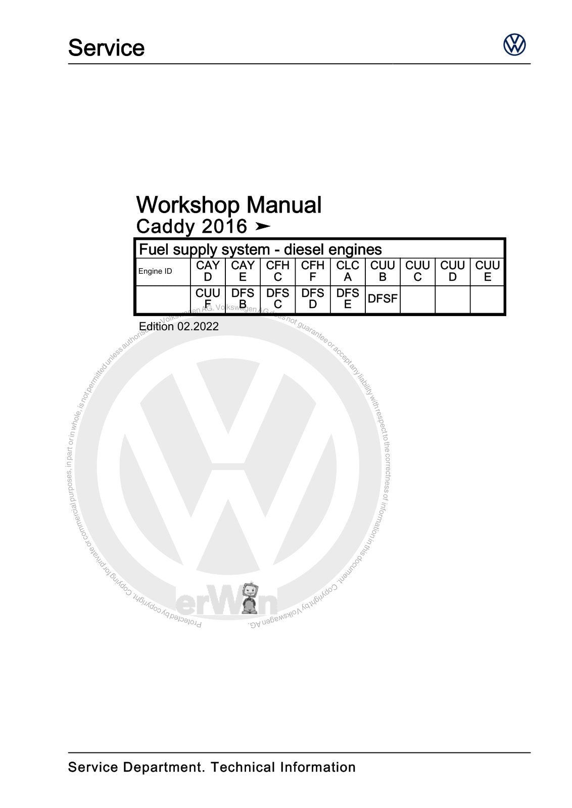 Workshop manual sample — cover (page 1)