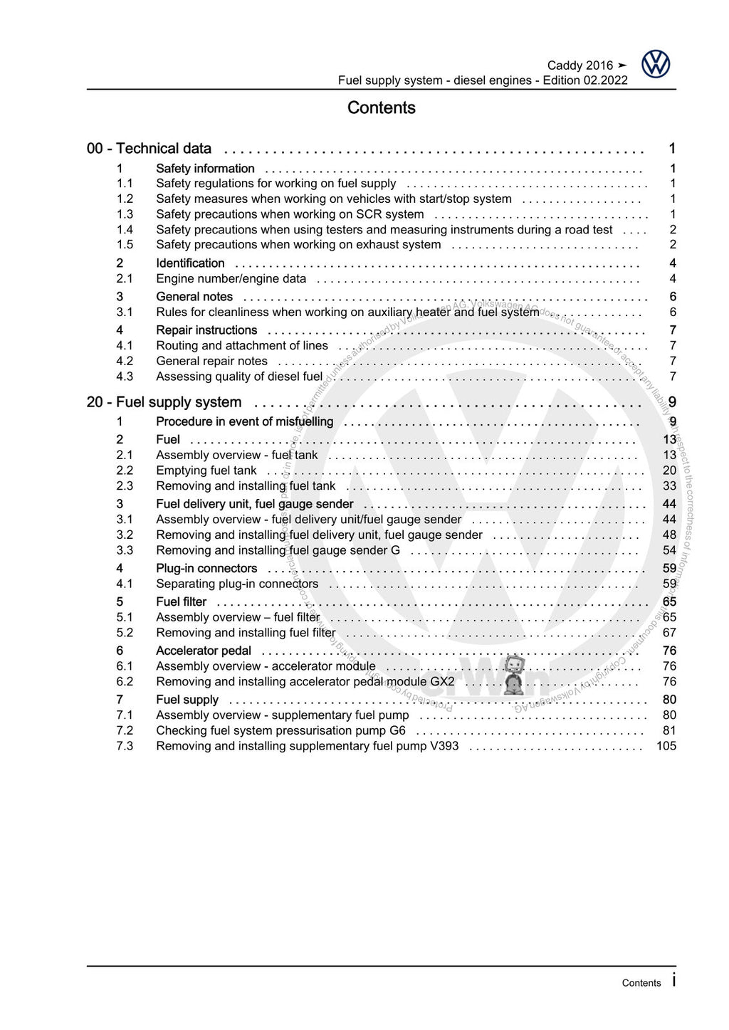 Workshop manual sample — contents/overview (page 3)