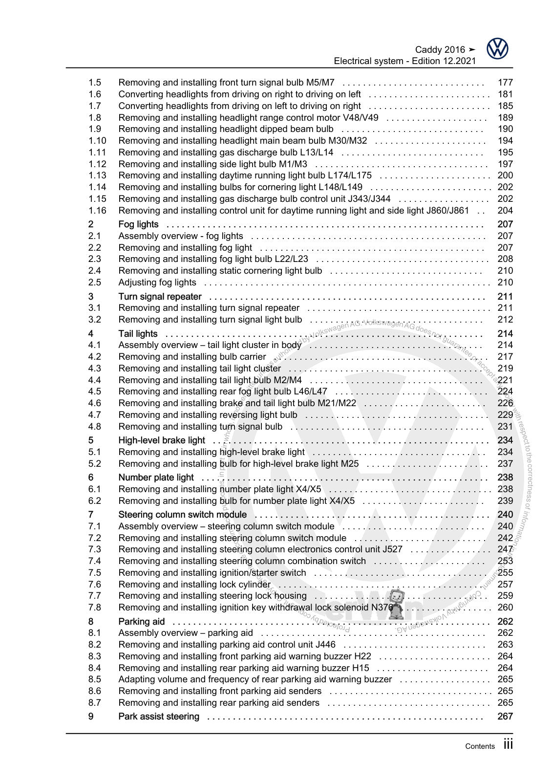 Workshop manual sample — contents/overview (page 5)