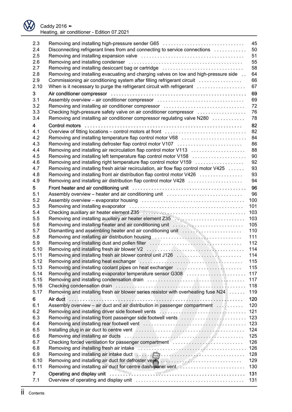 Workshop manual sample — contents/overview (page 4)
