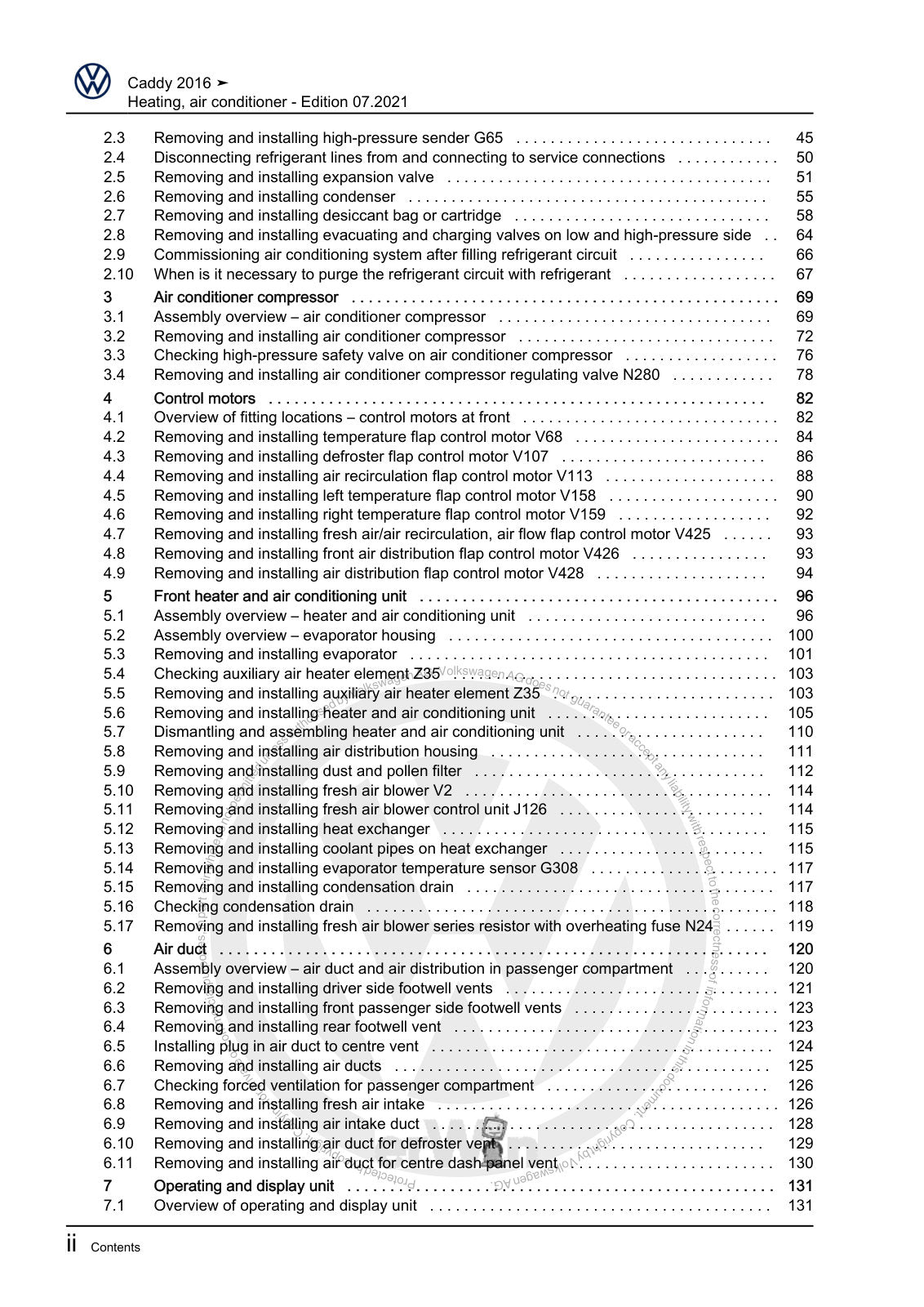 Workshop manual sample — contents/overview (page 4)