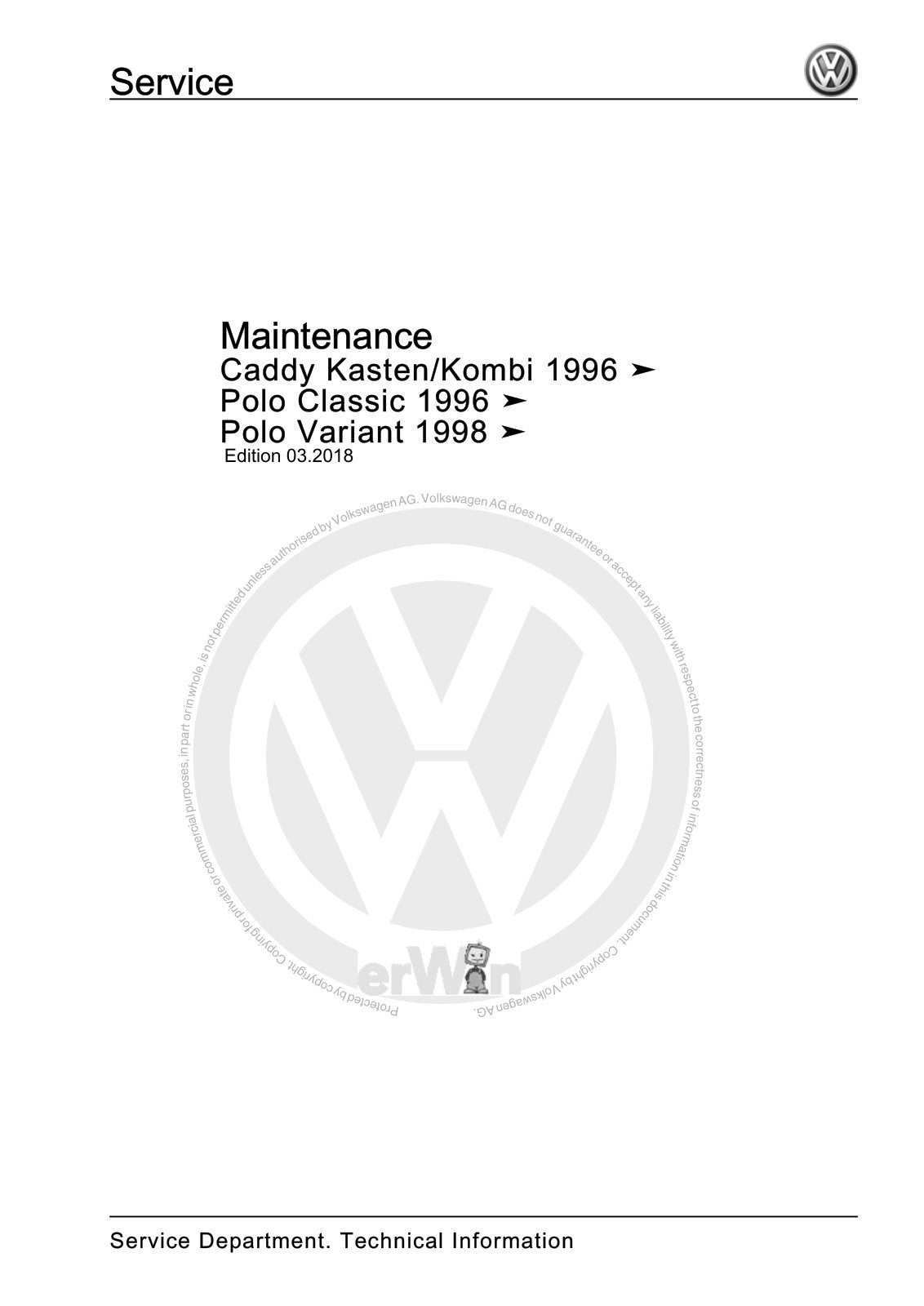 Workshop manual sample — cover (page 1)
