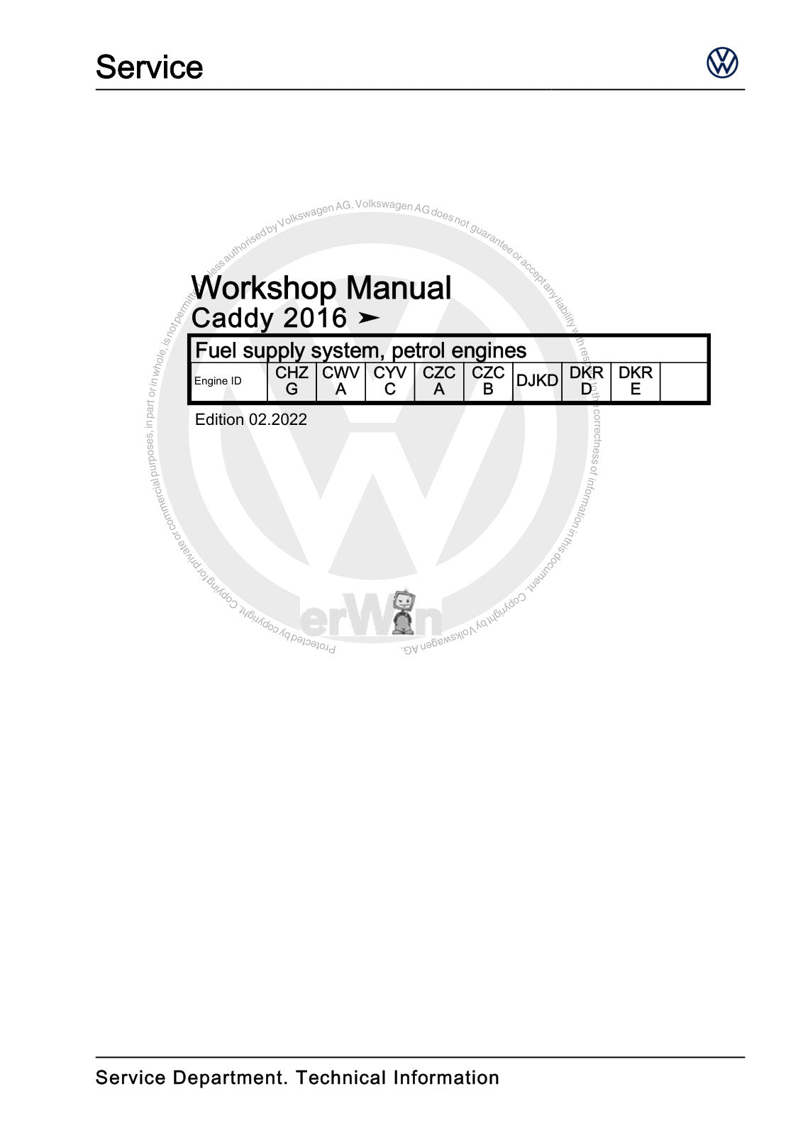 Workshop manual sample — cover (page 1)