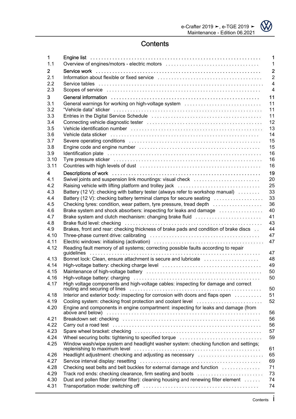 Workshop manual sample — contents/overview (page 3)
