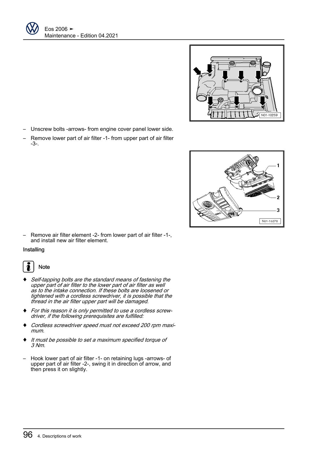 Workshop manual sample — interior (page 100)