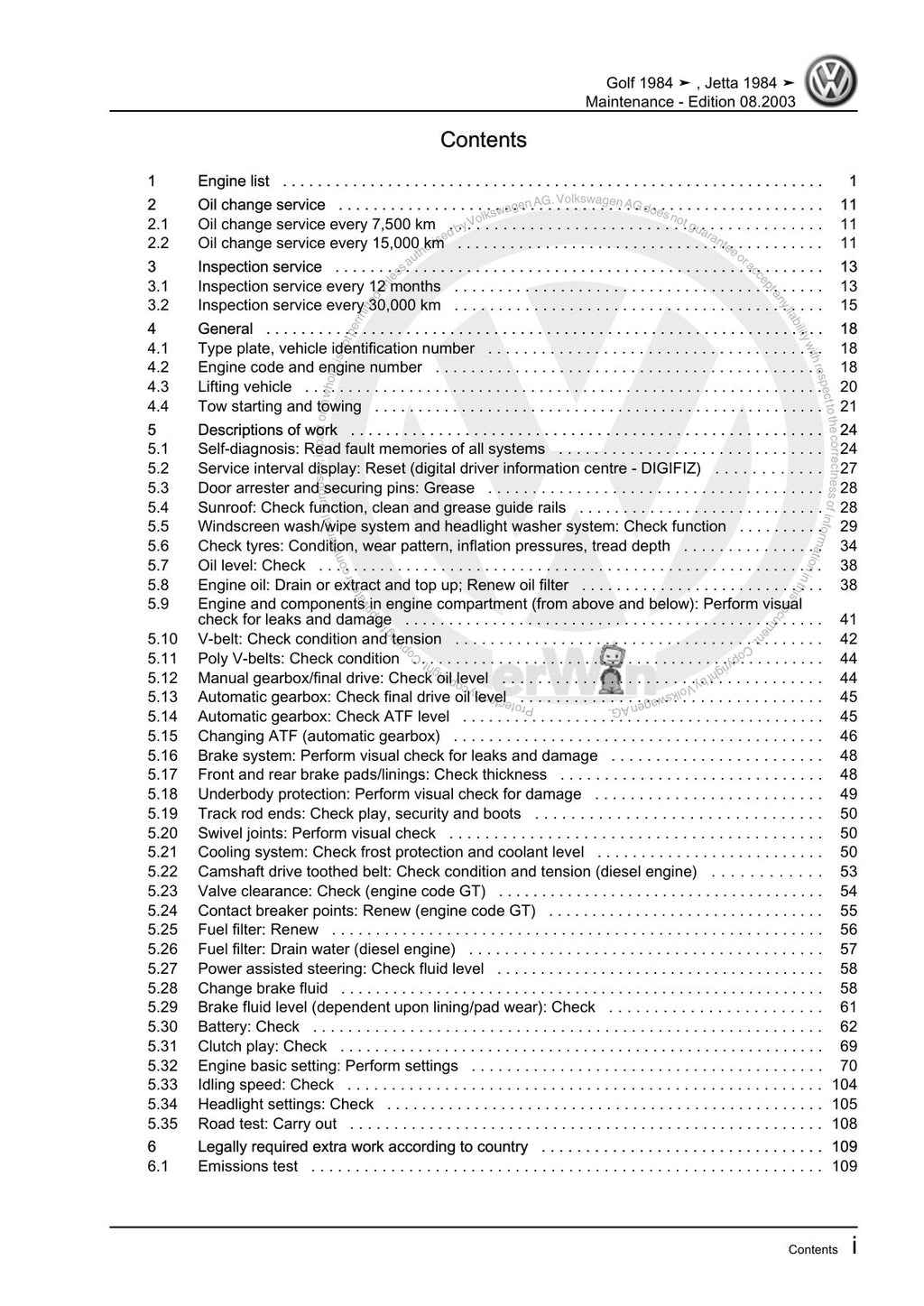 Workshop manual sample — contents/overview (page 3)
