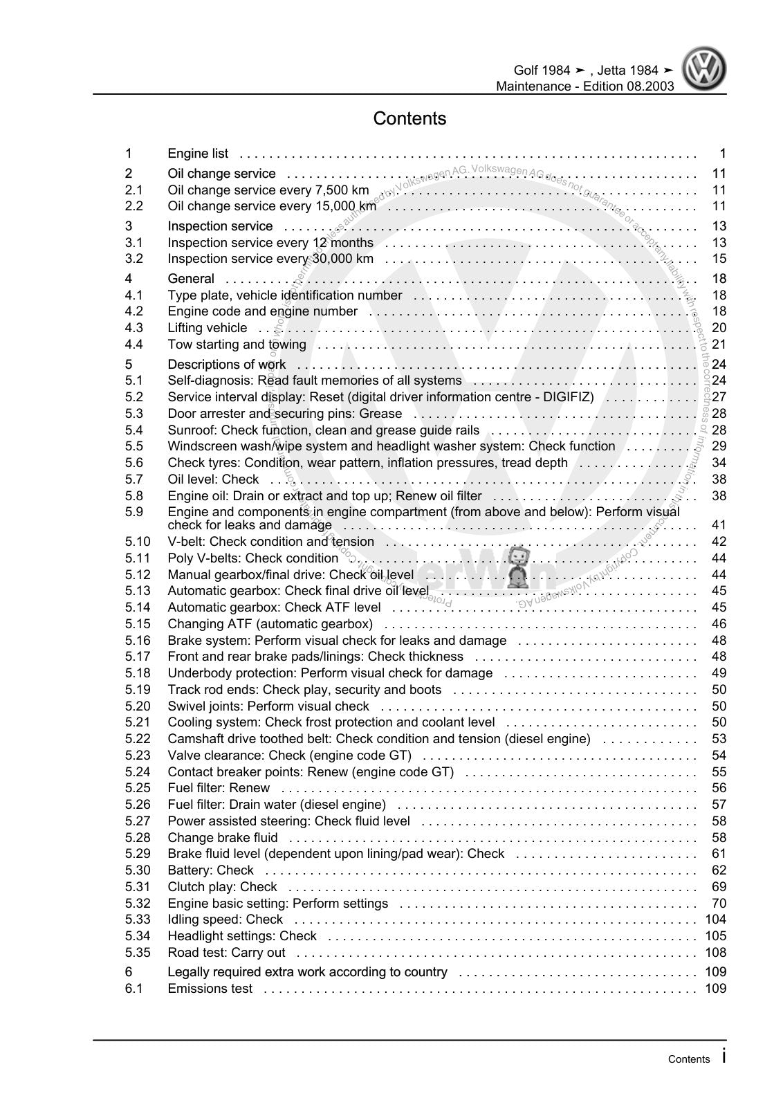 Workshop manual sample — contents/overview (page 3)