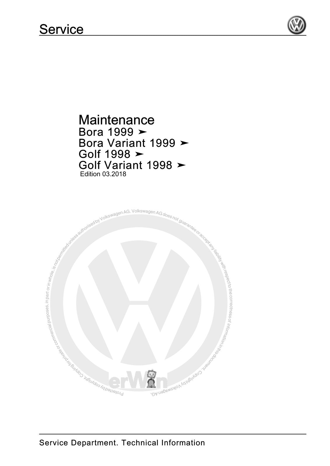 Workshop manual sample — cover (page 1)