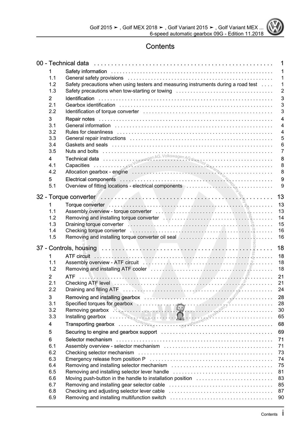 Workshop manual sample — contents/overview (page 3)