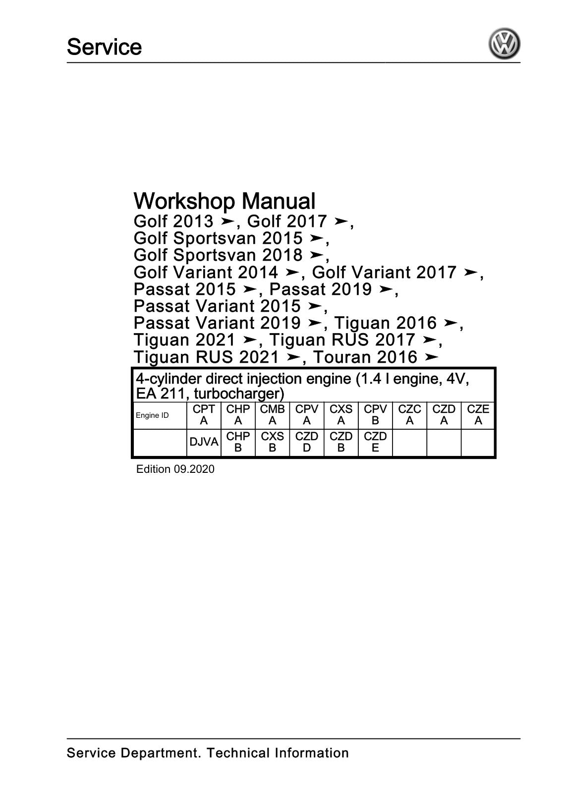 Workshop manual sample — cover (page 1)