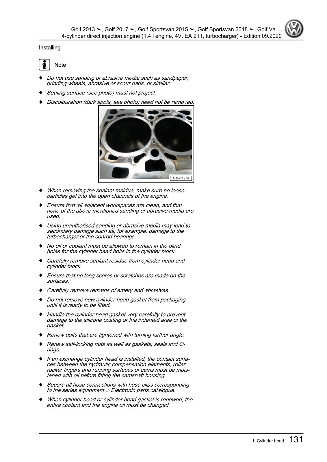 Workshop manual sample — interior (page 137)