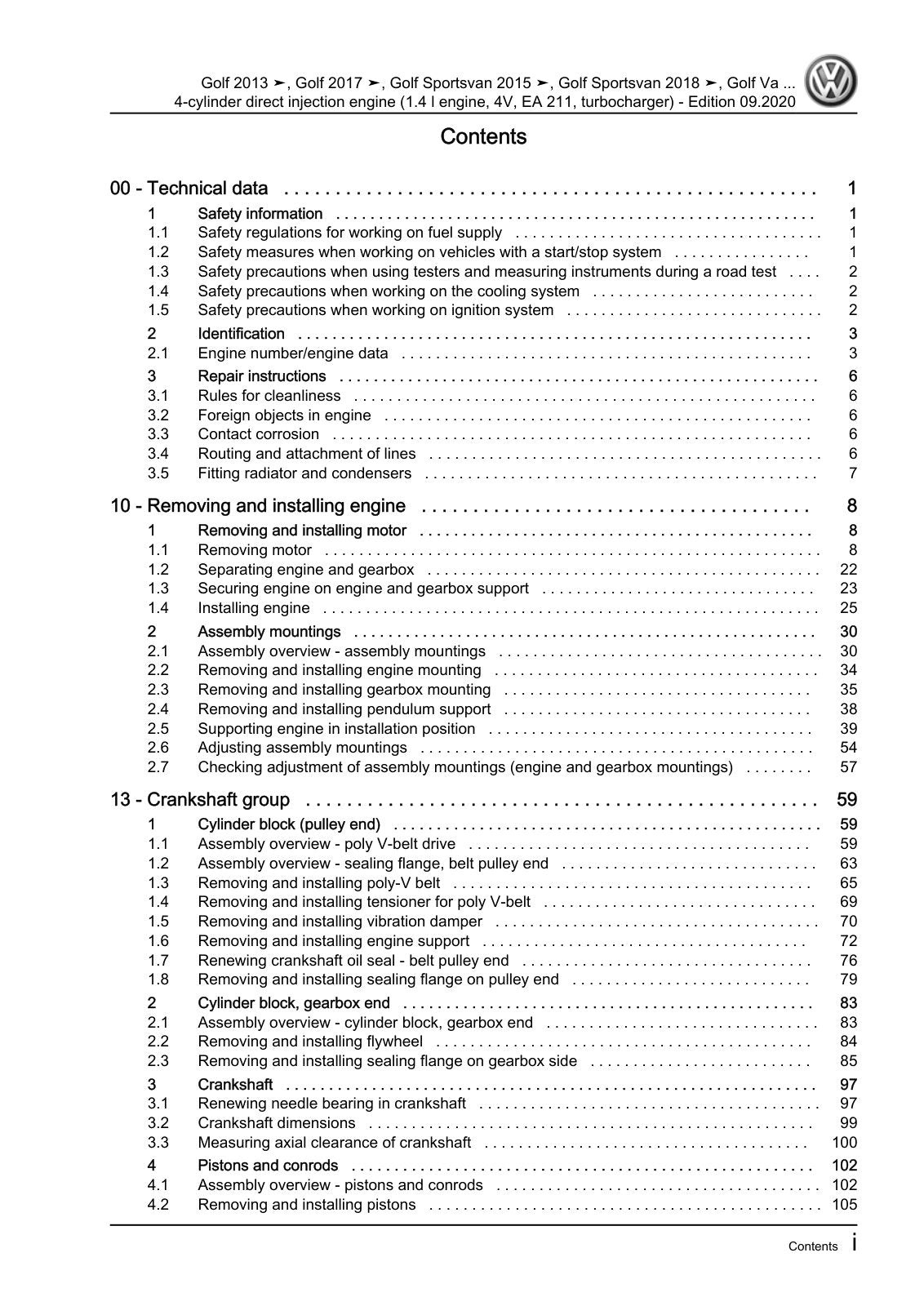 Workshop manual sample — contents/overview (page 3)