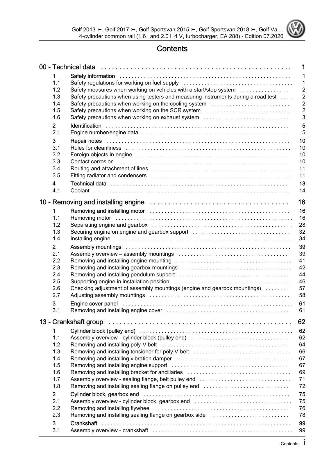 Workshop manual sample — contents/overview (page 3)