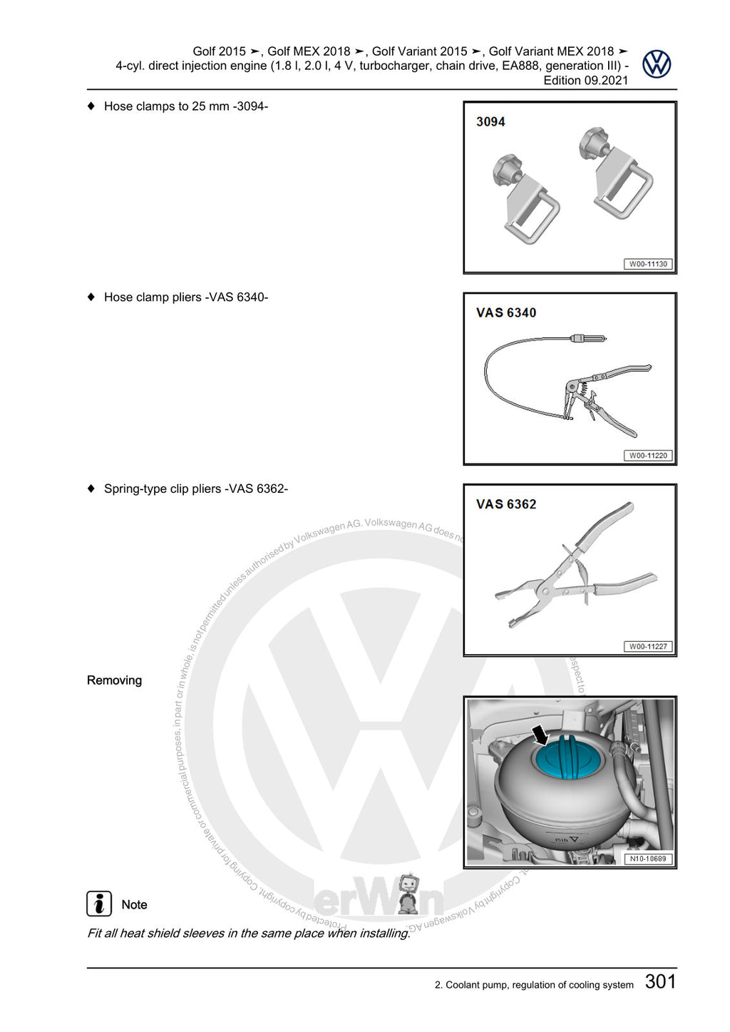 Workshop manual sample — interior (page 309)