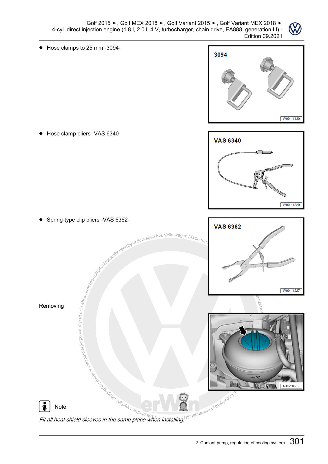 Workshop manual sample — interior (page 309)